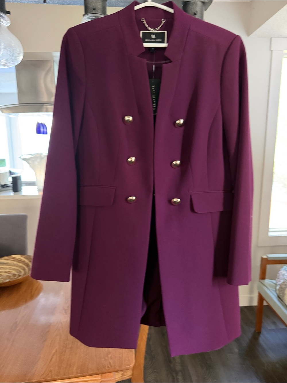 Tailored Double-Breasted Purple Women's Blazer Coat